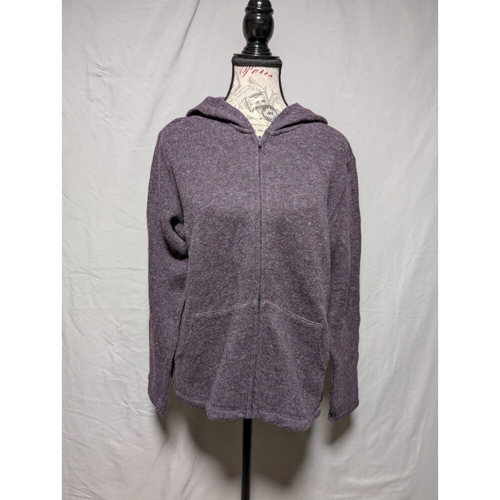 Express Tricot Women's Purple Wool Vintage Full Zip Hoodie‎ Knit Jacket Large